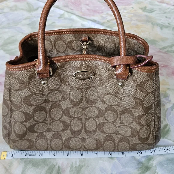 Coach 2 Way Brown and Tan Signature Coated Canvas Mini Handbag - Picture 3 of 6